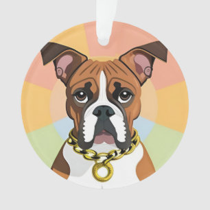 Boxer Hund in lebendigen, zirkulären Rahmen Ornament