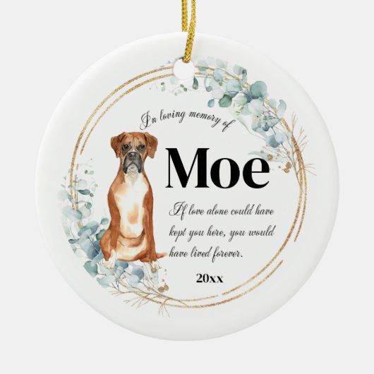 Boxer Hund in Love Memory Pet Memorial Keramik Ornament (Vorne)