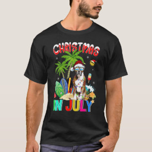 Boxer Hund in Weihnachtsmannmütze Sonnenbrille Wei T-Shirt