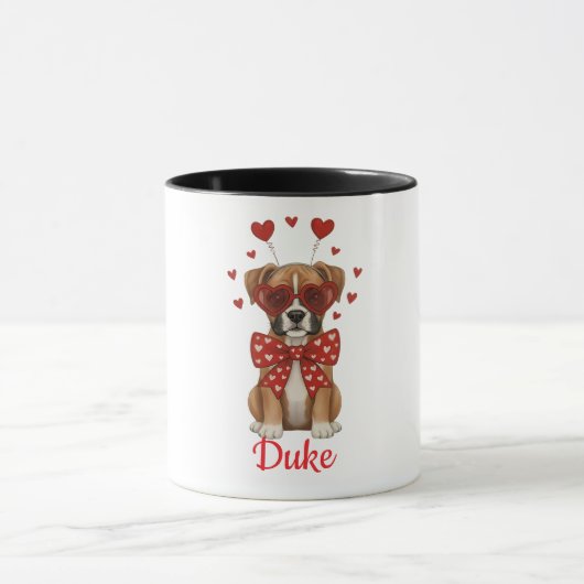 Boxer-Hund-Kaffeetasse Valentinstag 2026 Tasse (Zentrum)