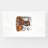 Boxer-Hund Karo Pullover Halloween Kürbis Fledermä Banner (Horizontal)