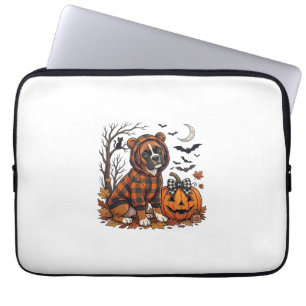 Boxer-Hund Karo Pullover Halloween Kürbis Fledermä Laptopschutzhülle
