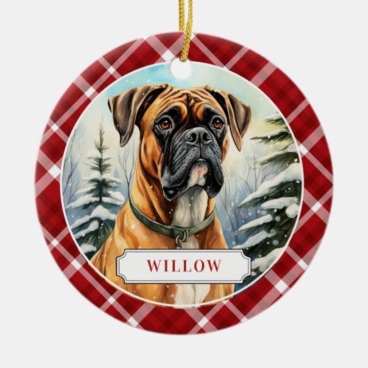 Boxer-Hund Keramik-Kreisor ornament (Vorne)
