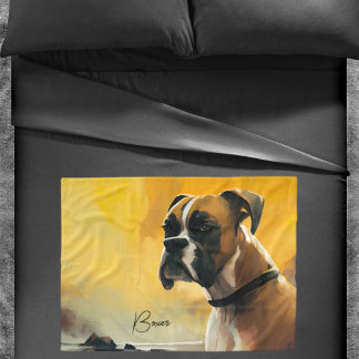 Boxer Hund Küste Landschaft Blanket Gelb Fleecedecke