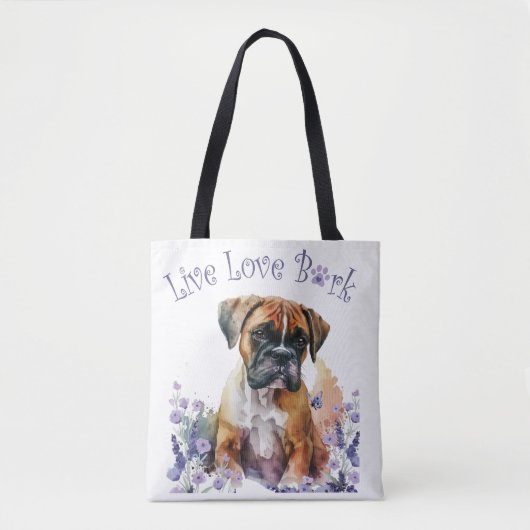 Boxer Hund Mama Floral Tasche (Vorderseite)