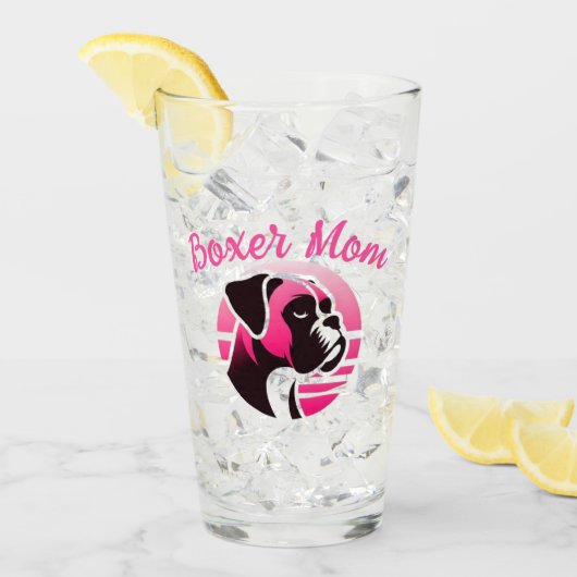 Boxer Hund-Mama in Rosa Glas (Vorderseite Ice)