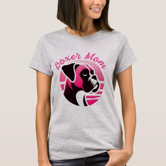 Boxer Hund-Mama in Rosa T-Shirt (Vorderseite)