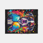 Boxer Hund mit Boxhandschuhen, Farbtupfer Fleecedecke (Vorderseite (Horizontal))