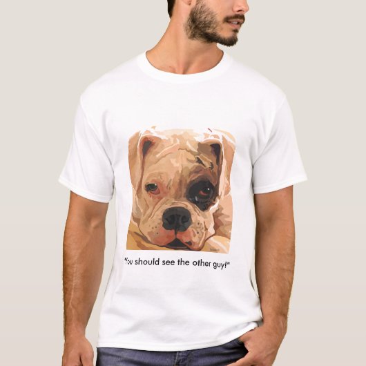 Boxer-Hund mit einem blauen Auge T-Shirt (Vorderseite)