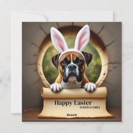 Boxer Hund mit Familienname Feiertagskarte