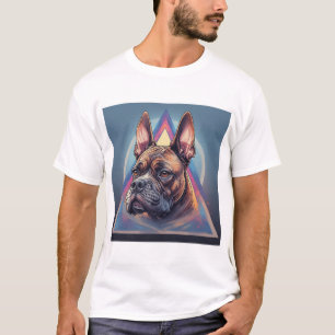 Boxer Hund mit geometrischem Hintergrund T-Shirt