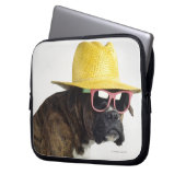 Boxer Hund mit Hut und Brille Laptopschutzhülle (Vorderseite Links)