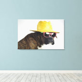 Boxer Hund mit Hut und Brille Leinwanddruck (Insitu (Holzboden))