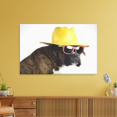Boxer Hund mit Hut und Brille Leinwanddruck (Insitu (Wohnzimmer))