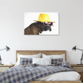 Boxer Hund mit Hut und Brille Leinwanddruck (Insitu (Schlafzimmer))