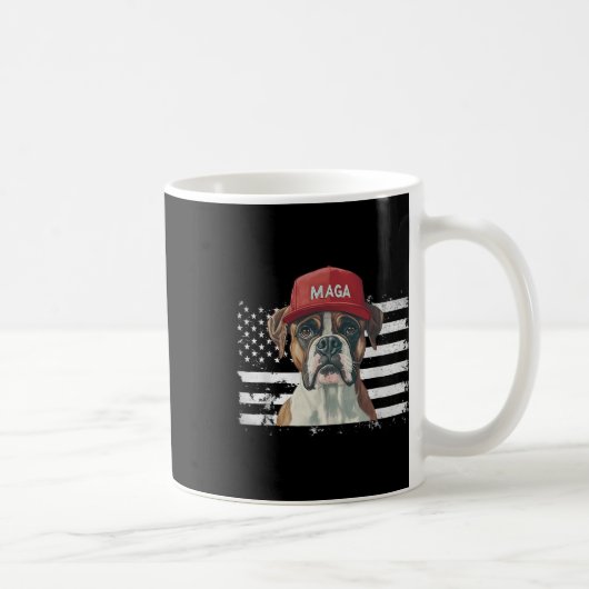 Boxer Hund mit Mega-Hat-amerikanischer Flagge Hund Kaffeetasse (Rechts)