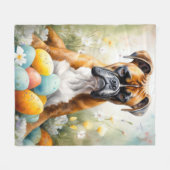 Boxer Hund mit Ostereiern Urlaub Fleecedecke (Vorderseite (Horizontal))
