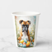 Boxer Hund mit Ostereiern Urlaub Pappbecher (Vorderseite)