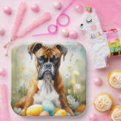 Boxer Hund mit Ostereiern Urlaub Pappteller (Party)