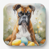 Boxer Hund mit Ostereiern Urlaub Pappteller (Vorderseite)