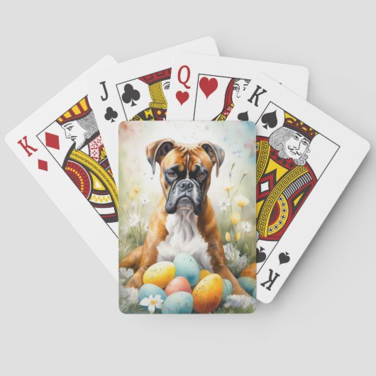 Boxer Hund mit Ostereiern Urlaub Spielkarten (Rückseite)