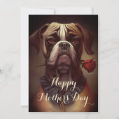 Boxer Hund mit Rose Grußkarte Feiertagskarte (Vorderseite)