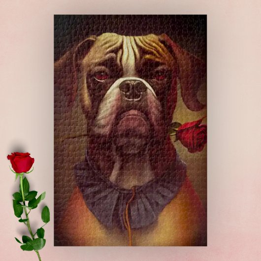 Boxer Hund mit Rose Jigsaw Puzzle | 1.014 Stk.