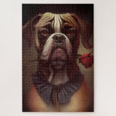 Boxer Hund mit Rose Jigsaw Puzzle | 1.014 Stk. (Vertikal)