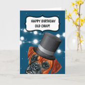 Boxer Hund mit Top-Hut, britischer alter Spaß Karte (Gelbe Blume)