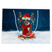 Boxer Hund mit Weihnachtsgeschenken Große Geschenktüte (Rückseite)