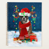 Boxer Hund mit Weihnachtsgeschenken Planer (Vorderseite)