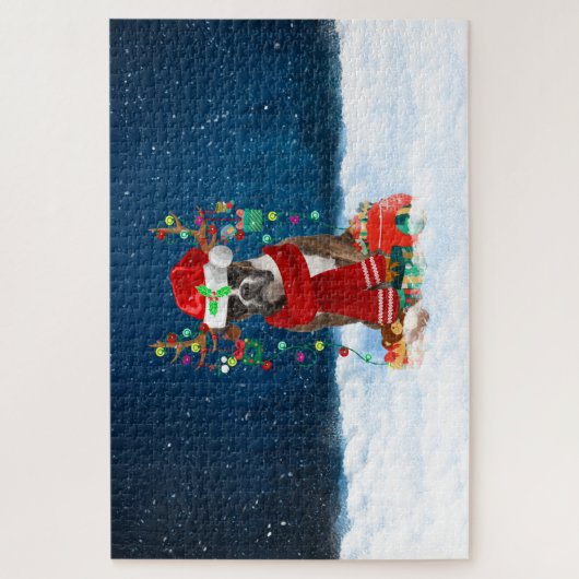 Boxer Hund mit Weihnachtsgeschenken Puzzle (Vertikal)