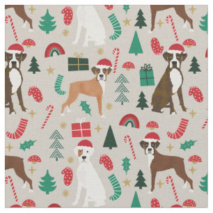 Boxer Hund niedliche Weihnachten Stoff
