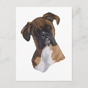 Boxer: Hund: Ölpastel: Kunst-Illustration in Freeh Postkarte