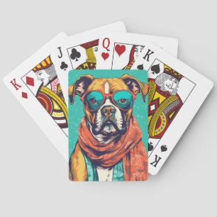 Boxer-Hund Pop Art – Lustige Hunde-Liebhaber Spielkarten