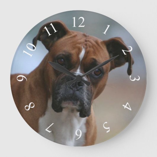 Boxer-Hund Portrait Runde Wand Uhr (Vorderseite)