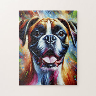 Boxer-Hund-Porträt Acryl-Kunst-Druck Hunde-Liebhab Puzzle