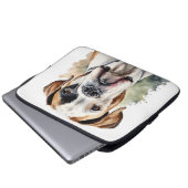 Boxer Hund-Pose in Wasserfarbe Laptopschutzhülle (Vorne Knopf)