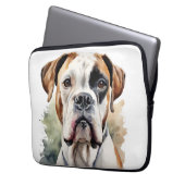 Boxer Hund-Pose in Wasserfarbe Laptopschutzhülle (Vorderseite Links)