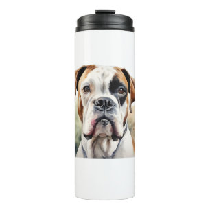 Boxer Hund-Pose in Wasserfarbe Thermosbecher