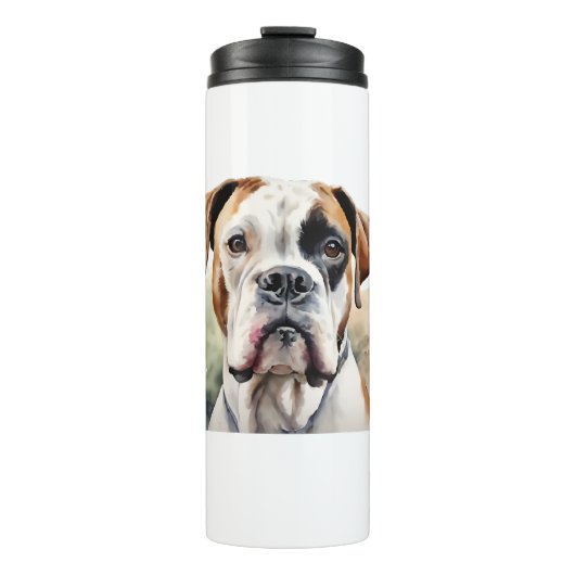 Boxer Hund-Pose in Wasserfarbe Thermosbecher (Vorderseite)