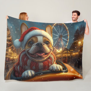 Boxer-Hund-Rollercoaster-Weihnachten Fleecedecke