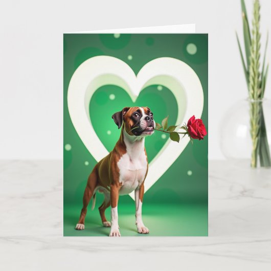 Boxer-Hund Rosen-Liebeskarte Karte (Vorderseite)