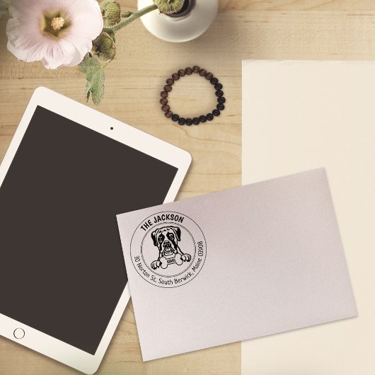 Boxer Hund Rücksendeadresse Gummistempel