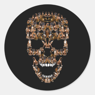 Boxer-Hund-Schädel-T-Shirt Halloween-Kostüm Hunde- Runder Aufkleber