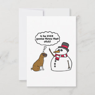 Boxer-Hund-Schneemann Weihnachten Karte