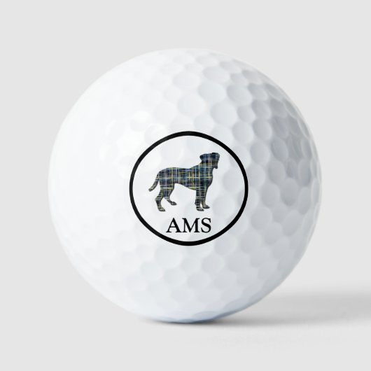 Boxer Hund Silhouette Gelb & Blau Golfball (Vorderseite)