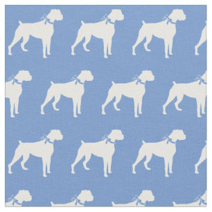 Boxer-Hund-Silhouette Haustier Hellblau Stoff