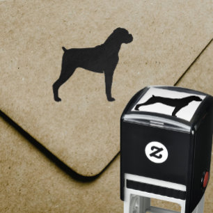 Boxer Hund Silhouette mit natürlichen Ohren Permastempel