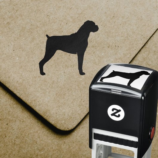 Boxer Hund Silhouette mit natürlichen Ohren Permastempel